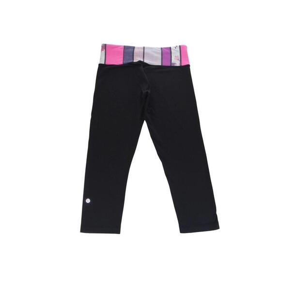 Lululemon Stylish Black Capri Leggings with Colorful Waistband Reversible - Picture 5 of 6